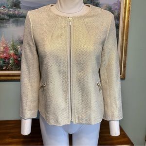 Ann Taylor Loft Gold Metallic Zip Front Jacket Blazer